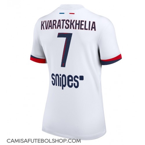 Camisa de time de futebol Paris Saint-Germain Khvicha Kvaratskhelia #7 Replicas 2º Equipamento Feminina 2025-26 Manga Curta
